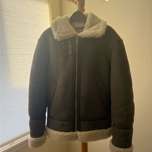 Zara Medium Brown and white Sherpa jacket